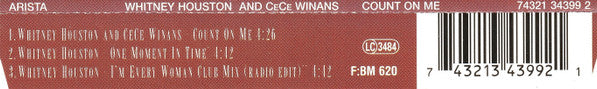 Whitney Houston And CeCe Winans - Count On Me (CD) - Discogs image 2