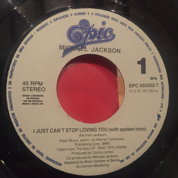 Michael Jackson - I Just Can't Stop Loving You (7") - Discogs image 3