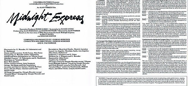 Giorgio Moroder - Midnight Express (Music From The Original Motion Picture Soundtrack) (CD) - Discogs image 5