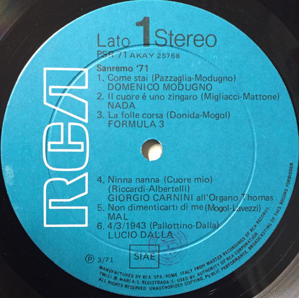 Various - Sanremo 71 (LP) - Discogs image 3