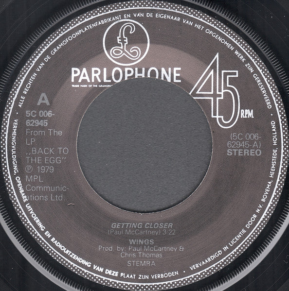 Wings (2) - Getting Closer (7") - Discogs image 3