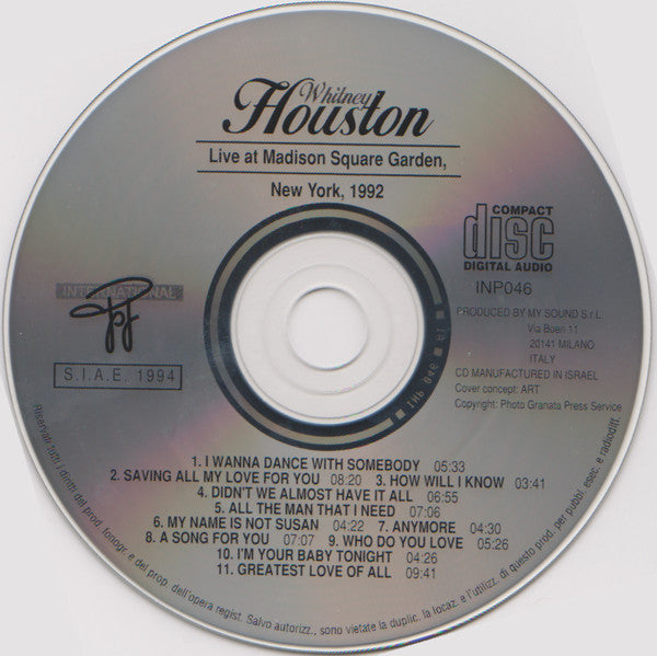 Whitney Houston - Live At Madison Square Garden,Ny,1992 (CD) - Discogs image 5