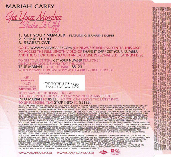 Mariah Carey - Get Your Number / Shake It Off (CD) - Discogs image 3