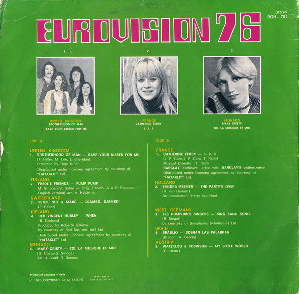 Various - Eurovision 76 (LP) - Discogs image 2