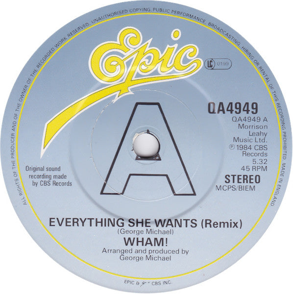Wham! - Everything She Wants (Remix) / Last Christmas (7") - Discogs image 3