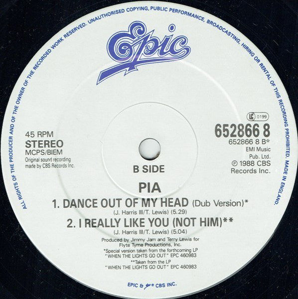 Pia Zadora - Dance Out Of My Head (The Dressed-Down Mix) (12") - Discogs image 2
