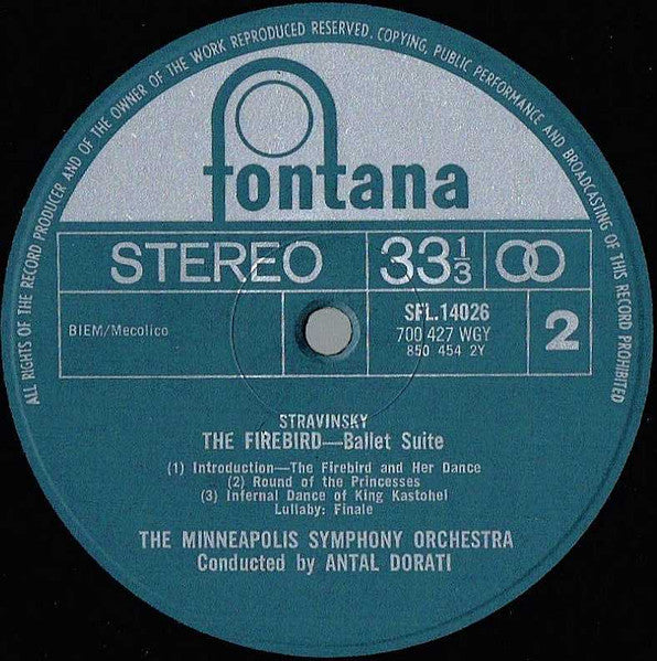 Igor Stravinsky, Alexander Borodin, Minneapolis Symphony Orchestra, Antal Dorati - The Firebird Ballet Suite / Symphony No. 2 In B Minor (LP) - Discogs image 3