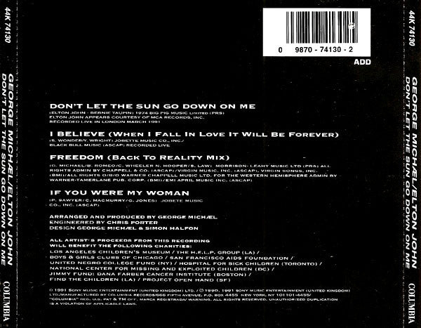 George Michael / Elton John - Don't Let The Sun Go Down On Me (CD) - Discogs image 2