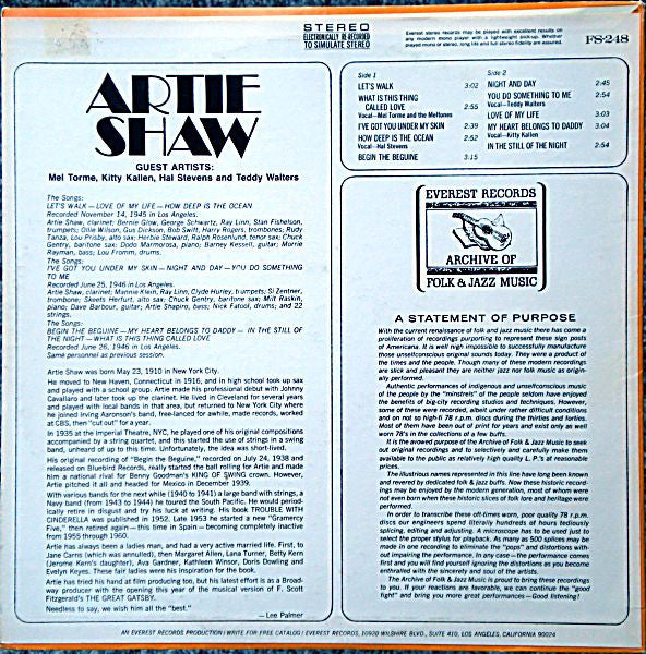 Artie Shaw - Artie Shaw (LP) - Discogs image 2