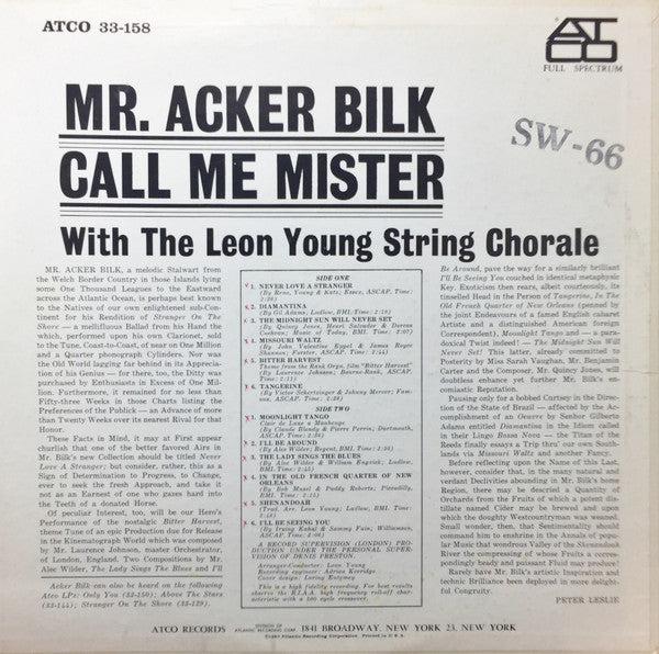 Acker Bilk With Leon Young String Chorale, The - Call Me Mister (LP) - Discogs image 2