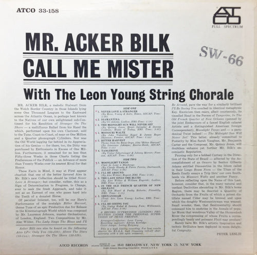 Acker Bilk With Leon Young String Chorale, The - Call Me Mister (LP) - Discogs image 2