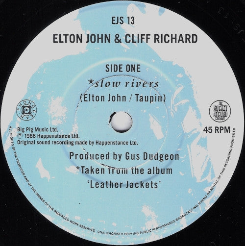 Elton John & Cliff Richard - Slow Rivers (7") - Discogs image 3