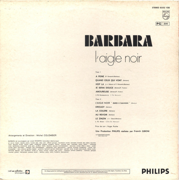 Barbara (5) - L'aigle Noir (LP) - Discogs image 2