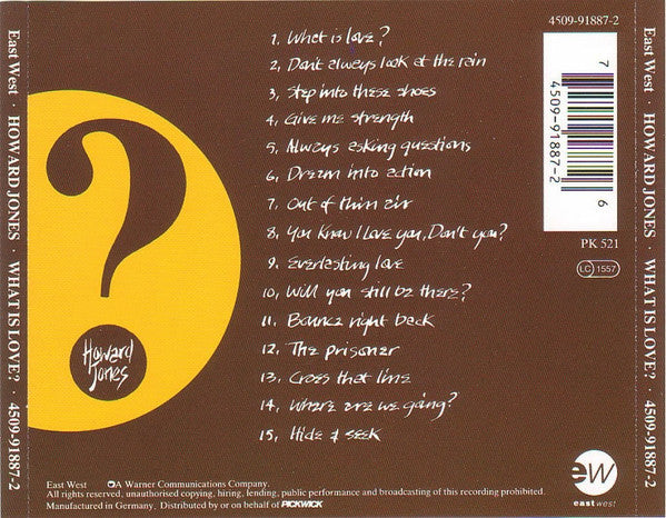 Howard Jones - What Is Love? 15 Classic Tracks (CD) - Discogs image 2