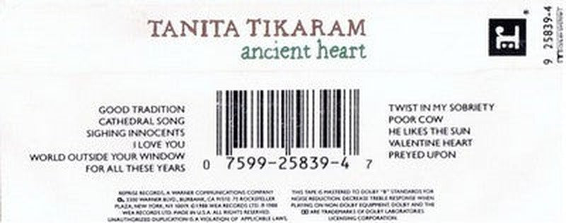 Tanita Tikaram - Ancient Heart (Cassette) - Discogs image 2