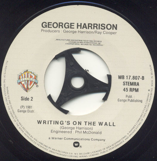 George Harrison - All Those Years Ago (7") - Discogs image 4