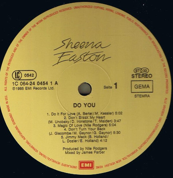 Sheena Easton - Do You (LP) - Discogs image 3