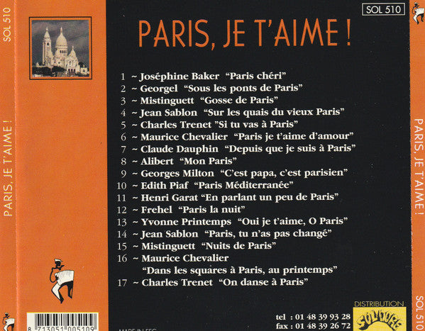 Various - Paris, Je T'Aime (CD) - Discogs image 2
