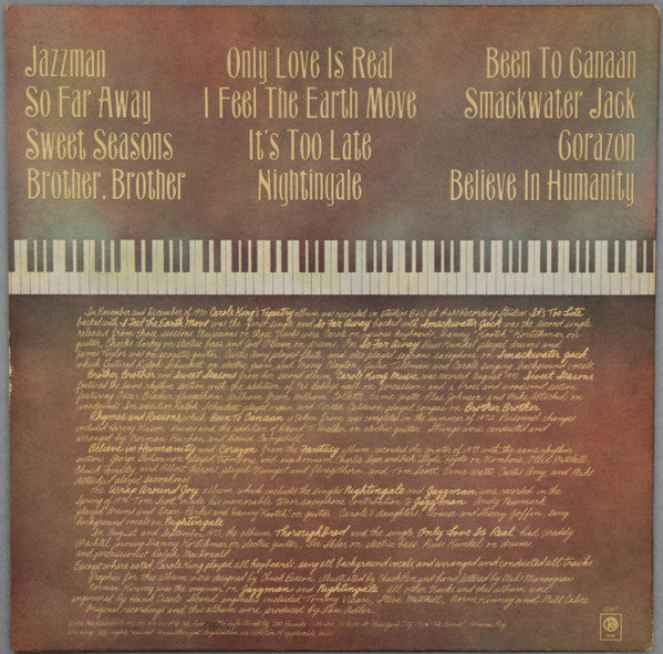 Carole King - Her Greatest Hits (Songs Of Long Ago) (LP) - Discogs image 2