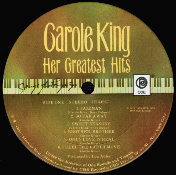 Carole King - Her Greatest Hits (Songs Of Long Ago) (LP) - Discogs image 3