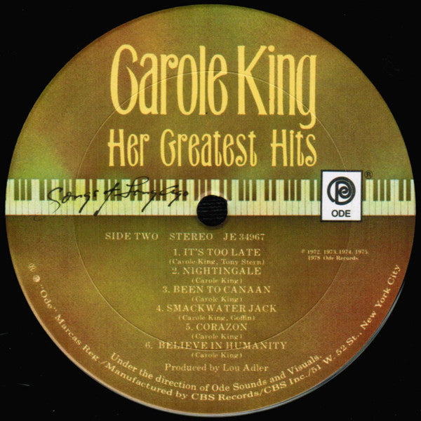 Carole King - Her Greatest Hits (Songs Of Long Ago) (LP) - Discogs image 4