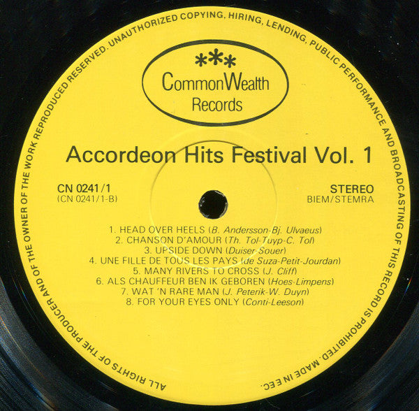 Unknown Artist - Accordeon Hits Festival deel I (LP) - Discogs image 4