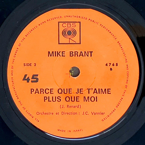 Mike Brant - Laisse Moi T'aimer / Parce Que Je T'aime Plus Que Moi (7") - Discogs image 4