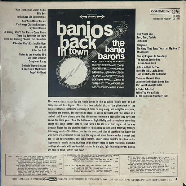 Banjo Barons, The - Banjos Back In Town (LP) - Discogs image 2