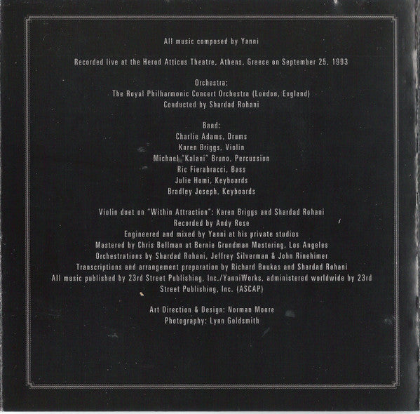 Yanni (2) With Royal Philharmonic Concert Orchestra, The - Live At The Acropolis (CD) - Discogs image 7