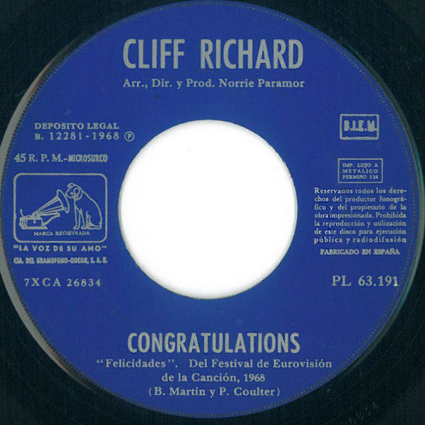 Cliff Richard - Congratulations (7") - Discogs image 3