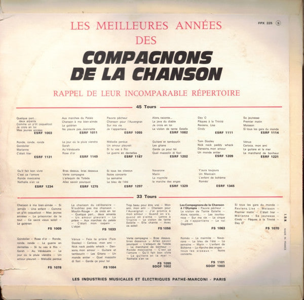 Les Compagnons De La Chanson - Les Belles Années Des Compagnons De La Chanson (LP) - Discogs image 2
