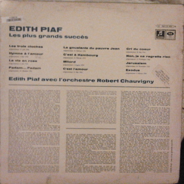 Edith Piaf - Les Plus Grands Succès (LP) - Discogs image 2