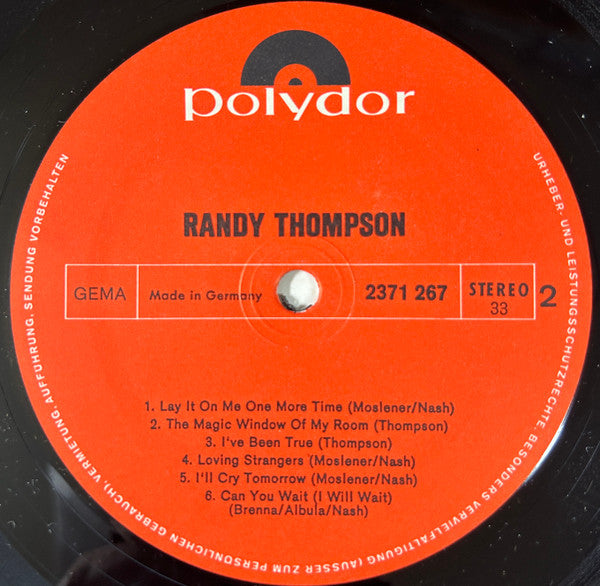 Randy Thompson (4) - Randy Thompson (LP) - Discogs image 4