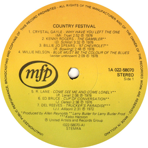 Various - Country Festival (LP) - Discogs image 3
