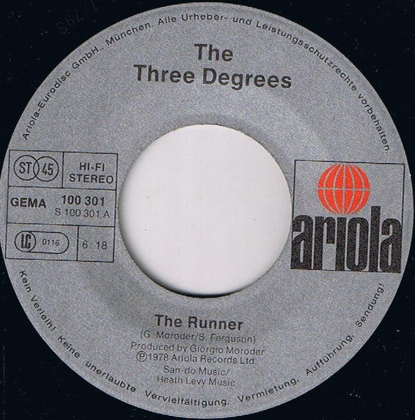 Three Degrees, The - The Runner (7") - Discogs image 3