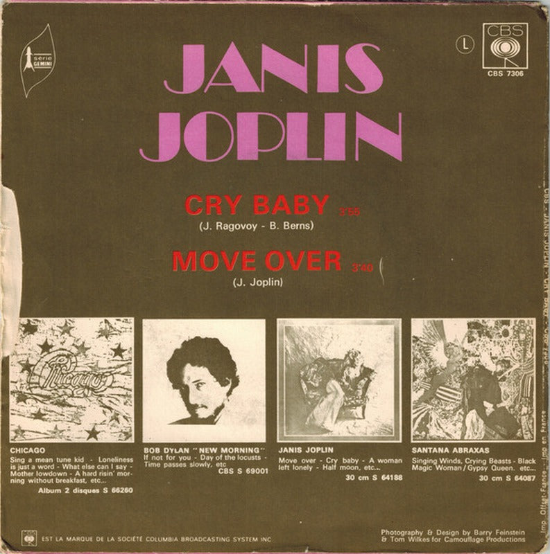 Janis Joplin - Cry Baby / Move Over (7", Single)