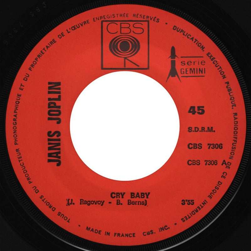 Janis Joplin - Cry Baby / Move Over (7", Single)