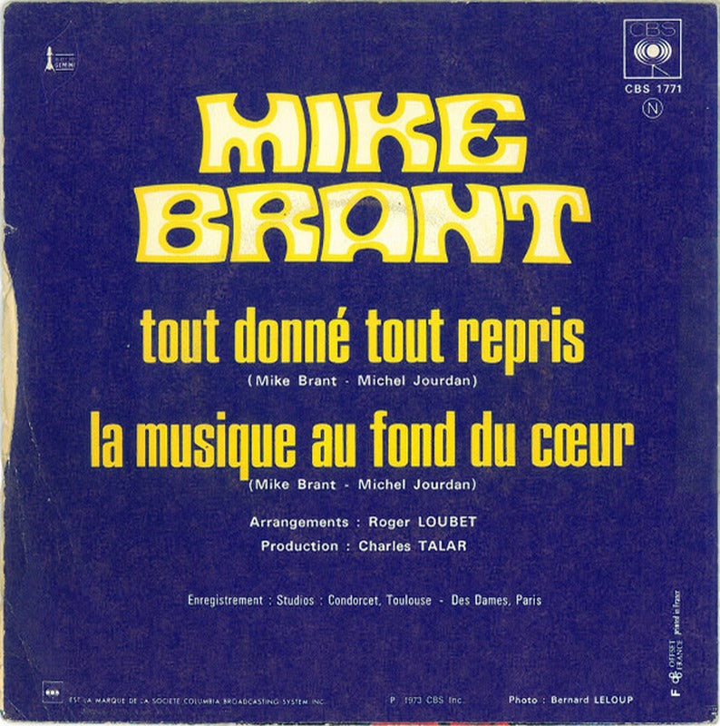 Mike Brant - Tout Donné Tout Repris / La Musique Au Fond Du Cœur (7", Single)
