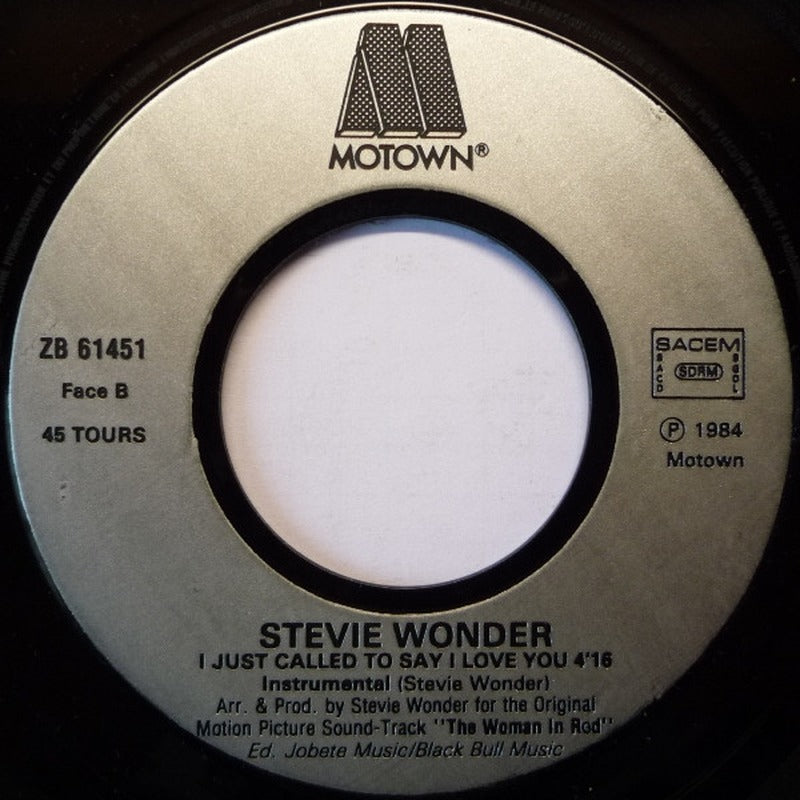 Stevie Wonder - I Just Called To Say I Love You (7", Single)